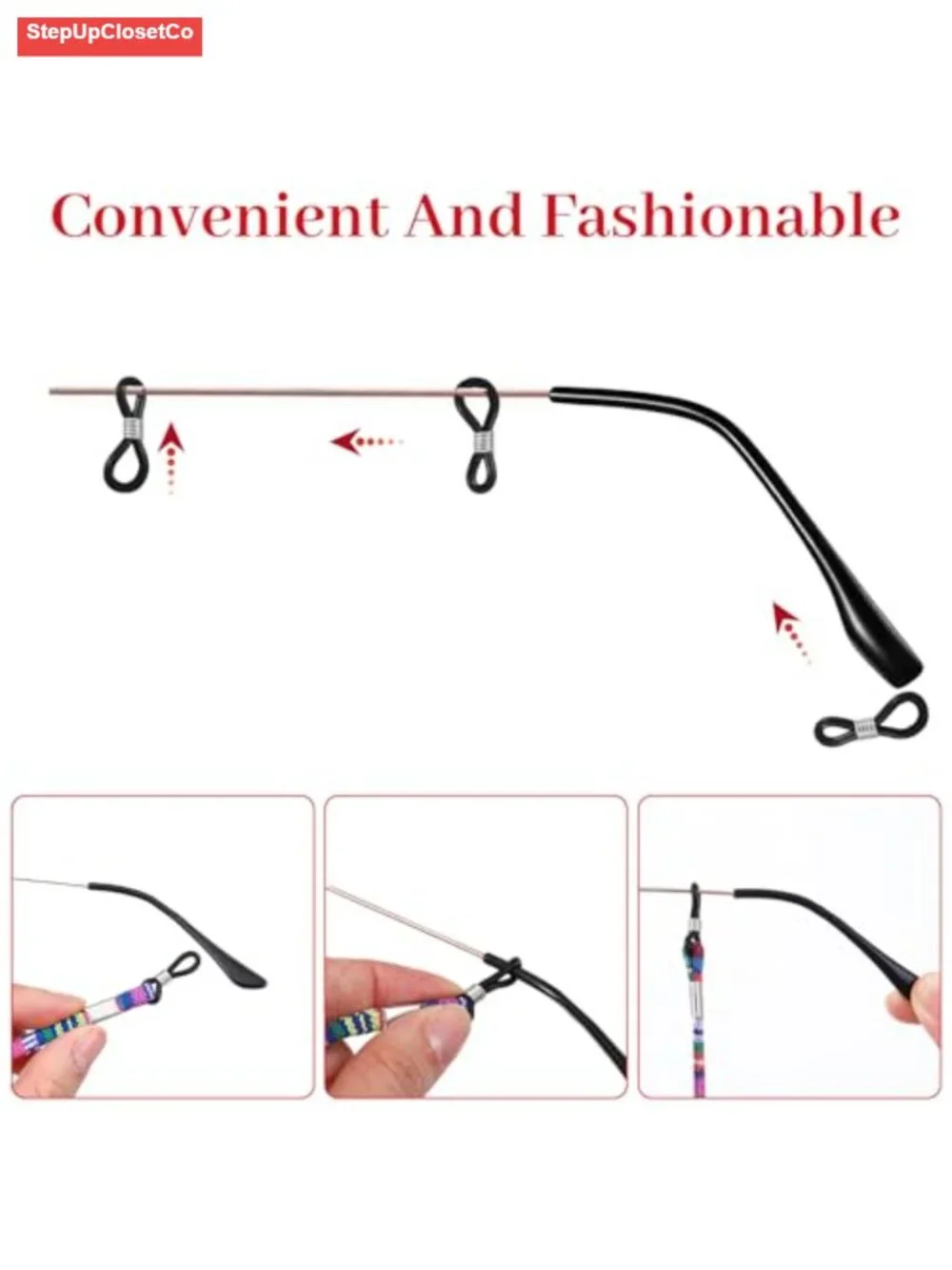 Set of 8 Braided Glasses Strap Holders, Elastic Eyeglass Lanyards for Women,